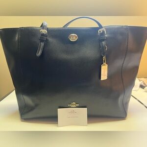Coach Turnlock Black Leather Tote Bag #37142